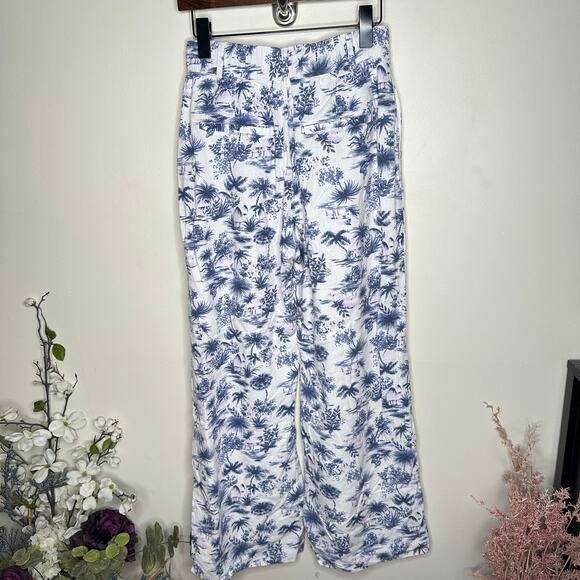 ABERCROMBIE & FITCH Tropical Palm Tailored Wide Leg Linen Pant Size S {3N1} - Picture 4 of 6
